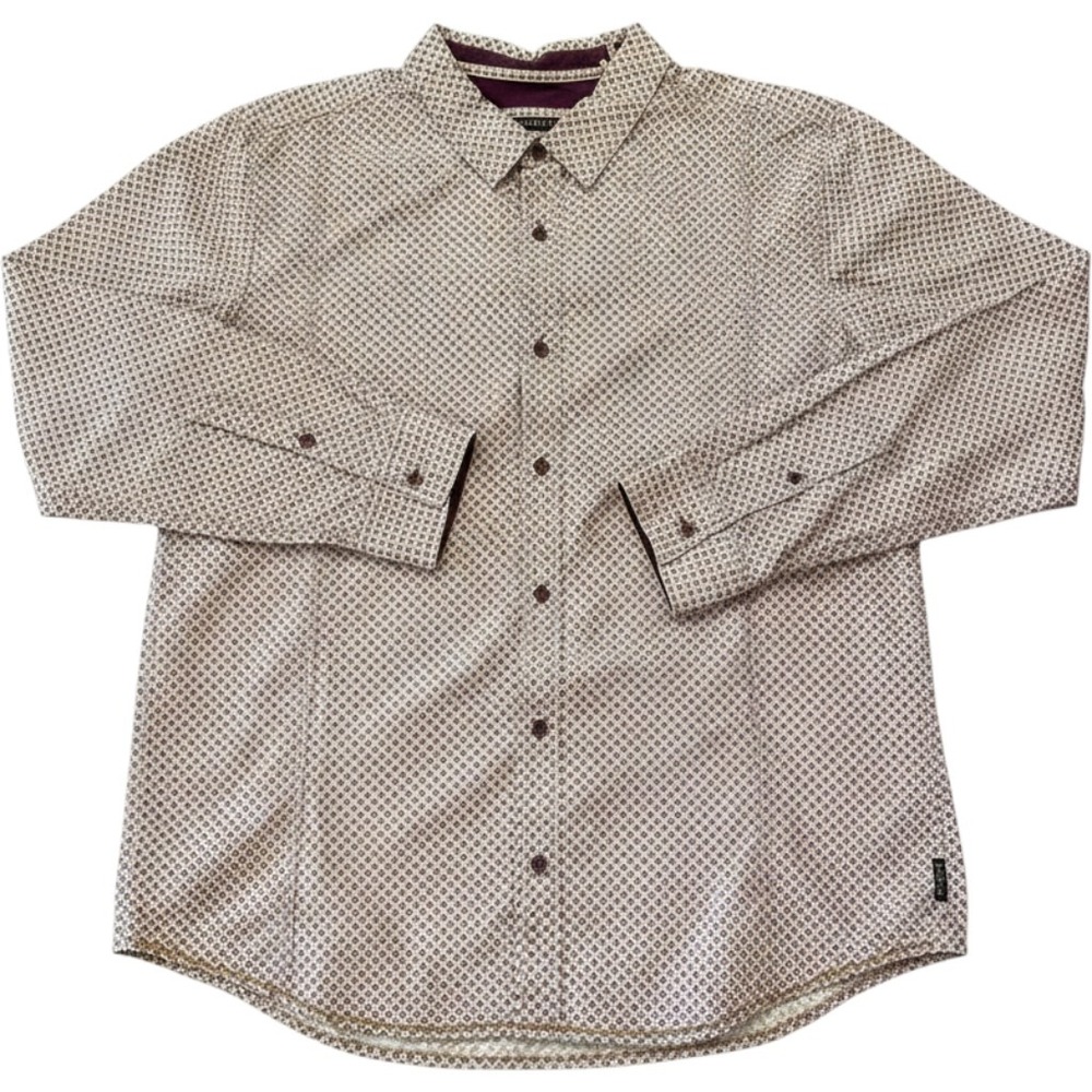 Prana Button Down Shirt Mens XL Purple Geometric Print Slim Fit Long Sleeve